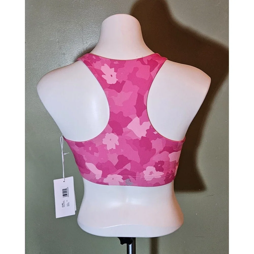 Johnny Was by Calme Endurance Racerback Sports Bra Pink Camo Floral